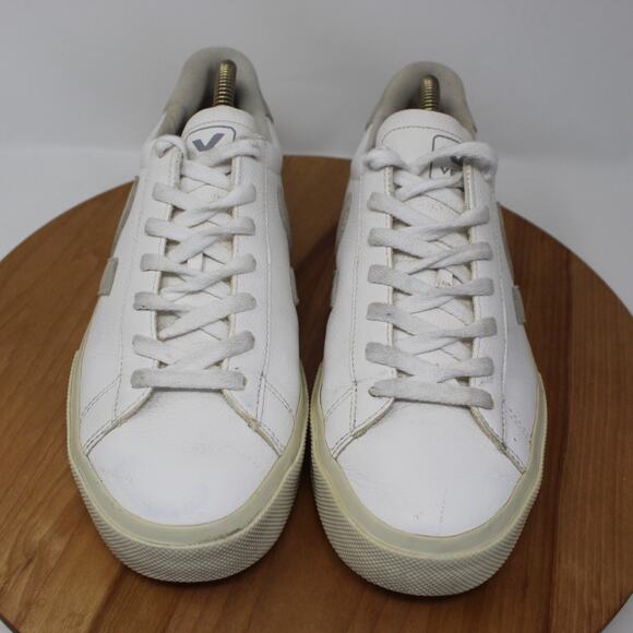 Veja Shoes Womens 10 Campo Leather Sneakers White Gray Comfort Casual Minimalist - Picture 2 of 11